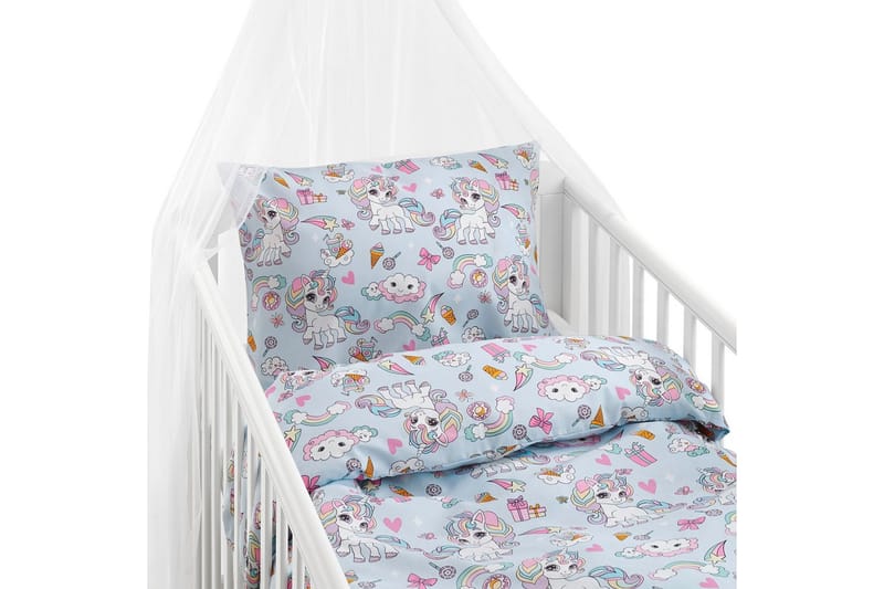 Pussilakanasetti Pinnasänkyyn 2-Osainen Yksisarvinen Sininen, undefined