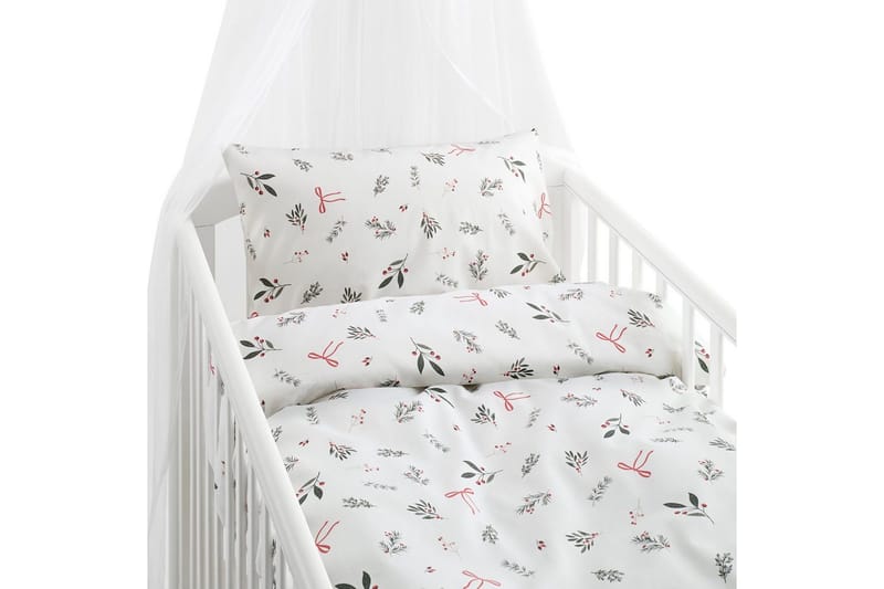 Pussilakanasetti Pinnasänkyyn 2-osainen Joulukvisti Punainen, Punainen