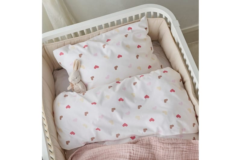 Pussilakanasetti Pinnasänkyyn 2-osainen Hjärtrud - Beige - Kodintekstiilit & matot - Vuodevaatteet - Peitto
 - Tuplapeitto