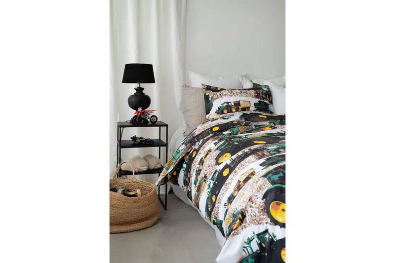 Pussilakanasetti Yhden hengen sänky 2-osainen Puintikone Vihreä - Kodintekstiilit & matot - Vuodevaatteet - Pussilakanasetti
 - Pussilakanasetti yhden hengen sänkyyn