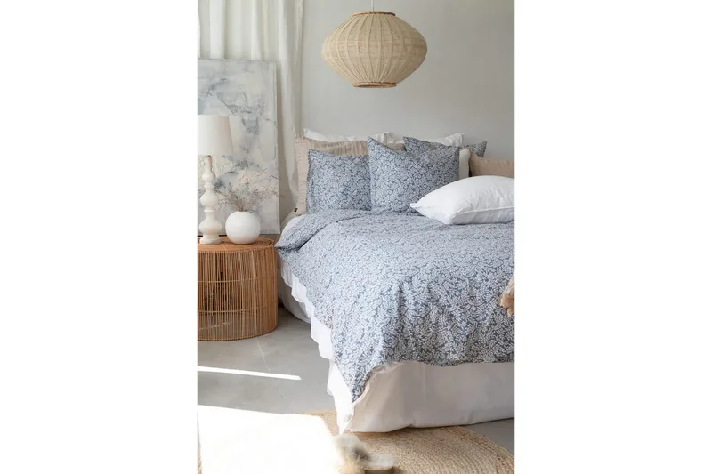 Pussilakanasetti Yhden hengen sänky 2-osainen Hulda Sininen - Kodintekstiilit & matot - Vuodevaatteet - Pussilakanasetti
 - Pussilakanasetti yhden hengen sänkyyn