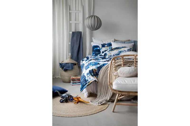 Pussilakanasetti Yhden hengen sänky 2-osainen Kuorma-autot Tummansininen - Kodintekstiilit & matot - Vuodevaatteet - Pussilakanasetti
 - Pussilakanasetti yhden hengen sänkyyn