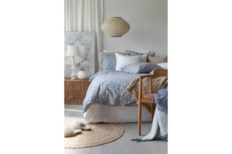 Pussilakanasetti Yhden hengen sänky 2-osainen Hulda Sininen - Kodintekstiilit & matot - Vuodevaatteet - Pussilakanasetti - Pussilakanasetti yhden hengen sänkyyn