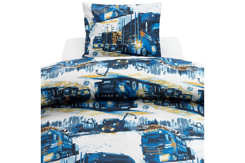 Pussilakanasetti Yhden hengen sänky 2-osainen Kuorma-autot Tummansininen, undefined