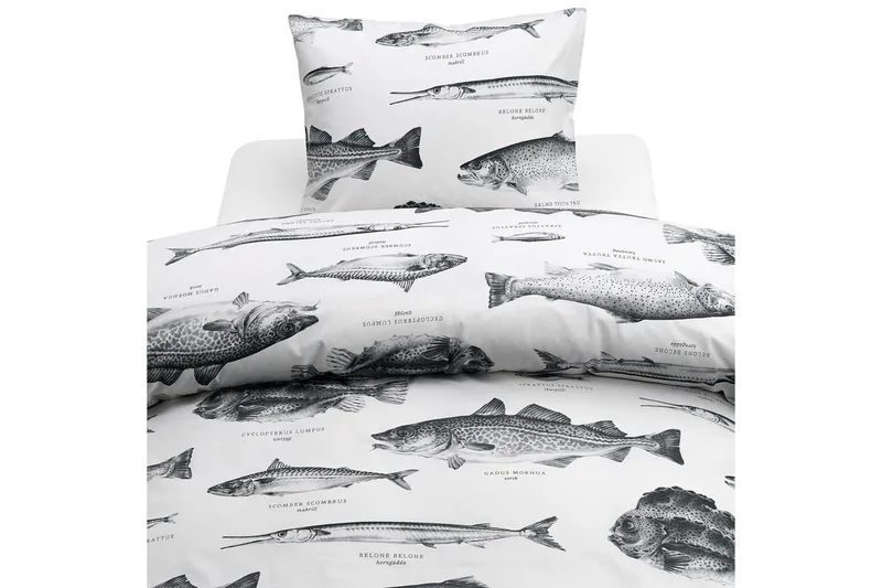 Pussilakanasetti Yhden hengen sänky 2-osainen Merikalat Valkoinen, undefined