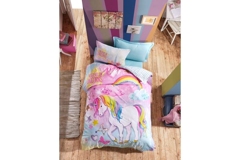 Pussilakanasetti Cotton Box Lapsi 3-os Ranforce, Roosa/Minttu/Monivärinen