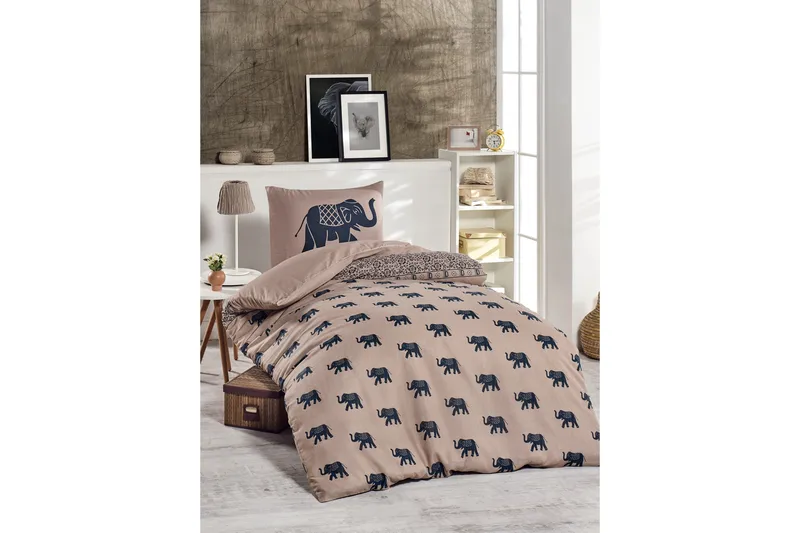 Pussilakanasetti EnLora Home Yhden 2-os, Beige/Sininen