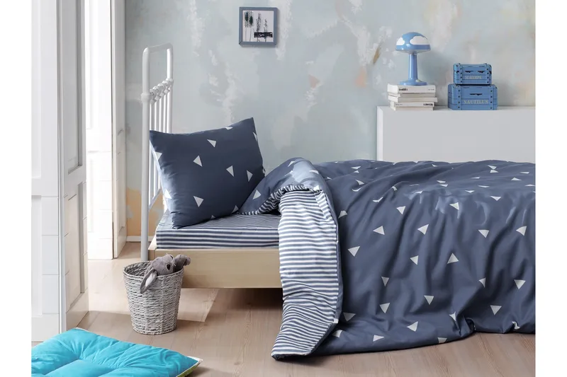 Pussilakanasetti Eponj Home Yhden 3-os, Sininen/Valkoinen