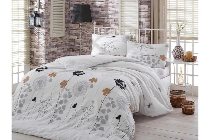 Pussilakanasetti Eponj Home Yhden 3-os, Valkoinen/Harmaa/Musta/Ruskea