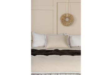Pussilakanasetti Livia 2-os 150x200/50x60 cm - Beige/Valkoinen - Kodintekstiilit & matot - Vuodevaatteet - Pussilakanasetti - Pussilakanasetti yhden hengen sänkyyn