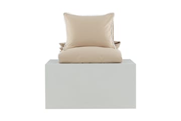 Pussilakanasetti Livia 2-os 150x200/50x60 cm - Beige/Valkoinen - Kodintekstiilit & matot - Vuodevaatteet - Pussilakanasetti - Pussilakanasetti yhden hengen sänkyyn