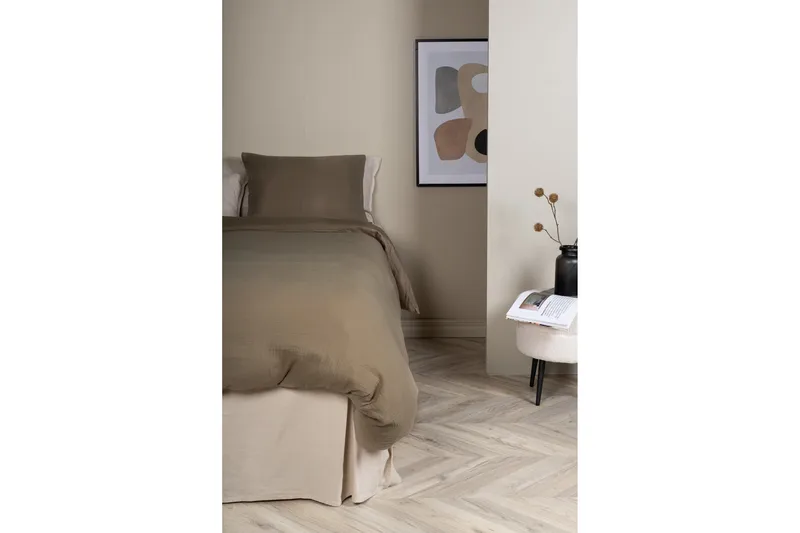 Pussilakanasetti Mila 2-os 150x200/50x60 cm - Ruskea - Kodintekstiilit & matot - Vuodevaatteet