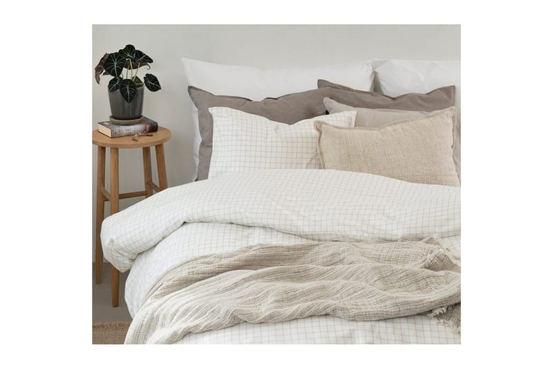 Pussilakanasetti Yhden hengen sänky 2-osainen Birger Flanelli - Luonnonvalkoinen - Kodintekstiilit & matot - Vuodevaatteet - Pussilakanasetti - Pussilakanasetti parisänkyyn