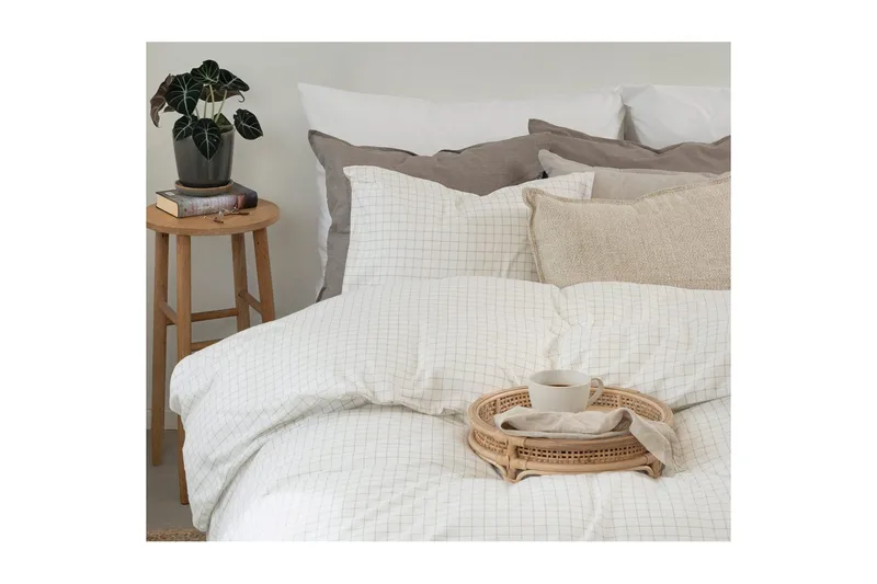 Pussilakanasetti Yhden hengen sänky 2-osainen Birger Flanelli - Luonnonvalkoinen - Kodintekstiilit & matot - Vuodevaatteet - Peitto
 - Tuplapeitto