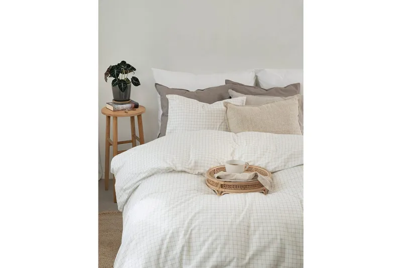 Pussilakanasetti Yhden hengen sänky 2-osainen Birger Flanelli - Luonnonvalkoinen - Kodintekstiilit & matot - Vuodevaatteet - Peitto
 - Tuplapeitto