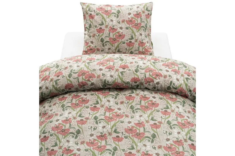 Pussilakanasetti Yhden hengen sänky 2-osainen Fleur, Rosa