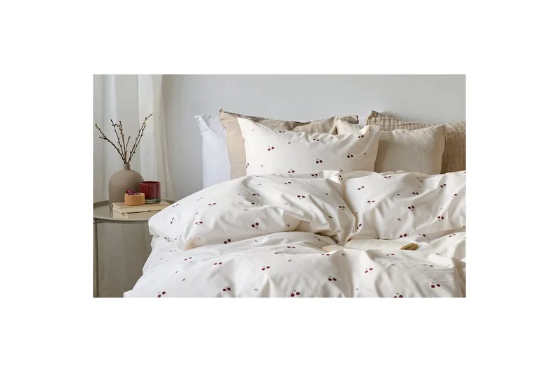 Pussilakanasetti Yhden hengen sänky 2-osainen Kirsikka Hiekka - Kodintekstiilit & matot - Vuodevaatteet - Pussilakanasetti - Pussilakanasetti yhden hengen sänkyyn