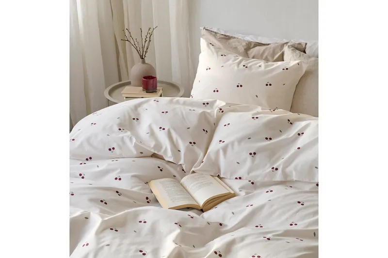 Pussilakanasetti Yhden hengen sänky 2-osainen Kirsikka Hiekka - Kodintekstiilit & matot - Vuodevaatteet - Pussilakanasetti - Pussilakanasetti yhden hengen sänkyyn