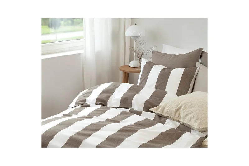 Pussilakanasetti Yhden hengen sänky 2-osainen Raidallinen - Ruskea - Kodintekstiilit & matot - Vuodevaatteet - Pussilakanasetti - Pussilakanasetti yhden hengen sänkyyn