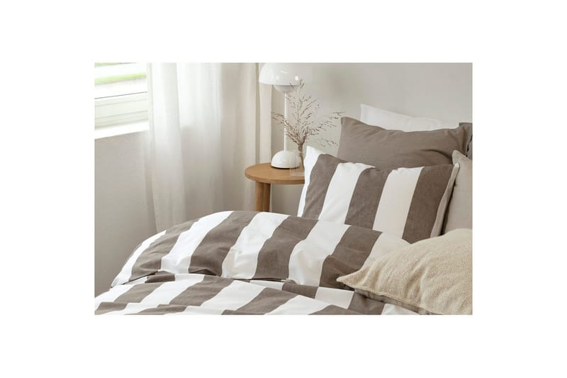 Pussilakanasetti Yhden hengen sänky 2-osainen Raidallinen - Ruskea - Kodintekstiilit & matot - Vuodevaatteet - Pussilakanasetti - Pussilakanasetti yhden hengen sänkyyn