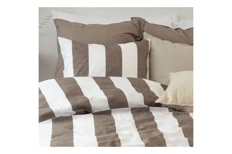 Pussilakanasetti Yhden hengen sänky 2-osainen Raidallinen - Ruskea - Kodintekstiilit & matot - Vuodevaatteet - Pussilakanasetti
 - Pussilakanasetti parisänkyyn