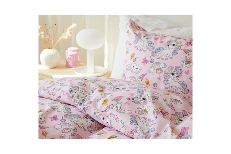 Pussilakanasetti Yhden hengen sänky 2-Osainen Yksisarvinen - Rosa - Kodintekstiilit & matot - Vuodevaatteet - Pussilakana - Pussilakana tuplapeite