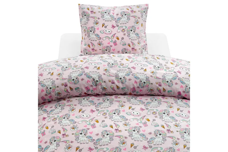 Pussilakanasetti Yhden hengen sänky 2-Osainen Yksisarvinen, Rosa