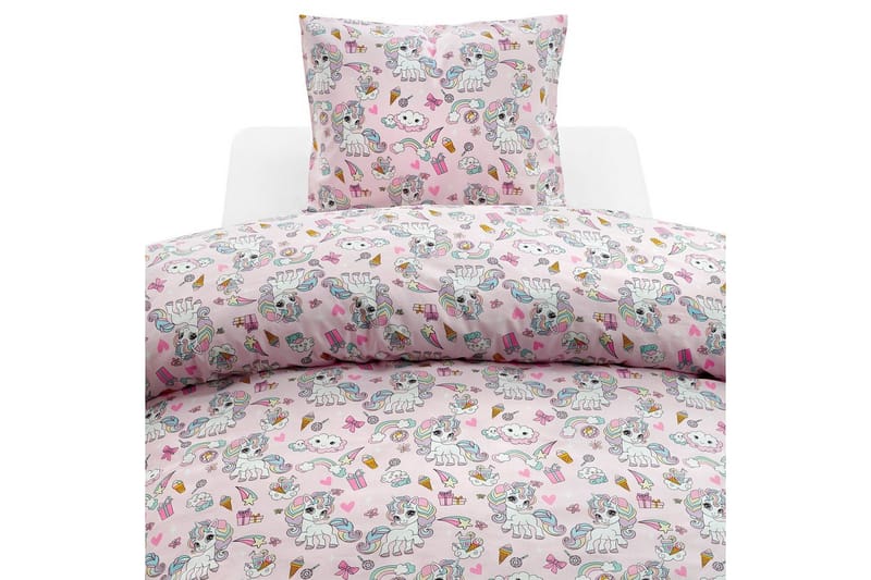 Pussilakanasetti Yhden hengen sänky 2-Osainen Yksisarvinen, Rosa