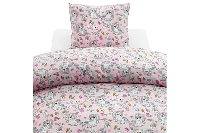 Pussilakanasetti Yhden hengen sänky 2-Osainen Yksisarvinen, Rosa