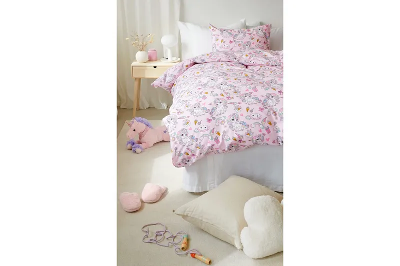 Pussilakanasetti Yhden hengen sänky 2-Osainen Yksisarvinen - Rosa - Kodintekstiilit & matot - Vuodevaatteet - Peitto
 - Tuplapeitto