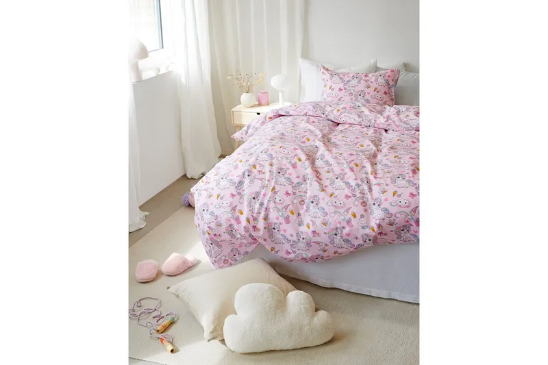 Pussilakanasetti Yhden hengen sänky 2-Osainen Yksisarvinen - Rosa - Kodintekstiilit & matot - Vuodevaatteet - Peitto
 - Tuplapeitto