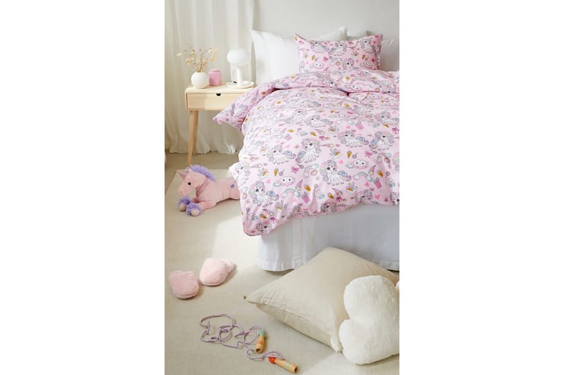 Pussilakanasetti Yhden hengen sänky 2-Osainen Yksisarvinen - Rosa - Kodintekstiilit & matot - Vuodevaatteet - Peitto - Tuplapeitto