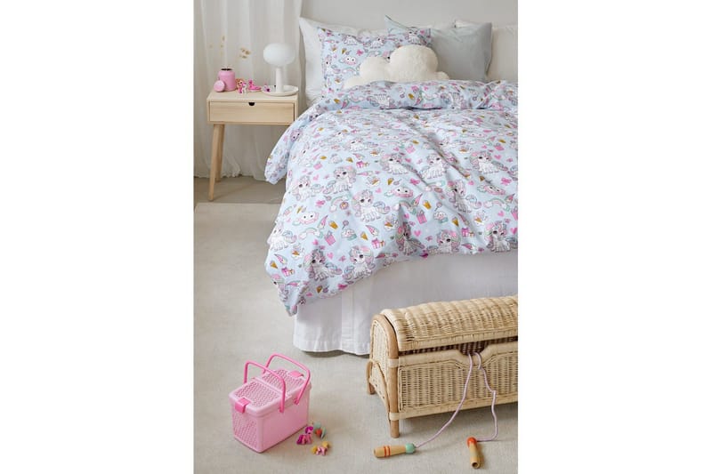 Pussilakanasetti Yhden hengen sänky 2-Osainen Yksisarvinen - Sininen - Kodintekstiilit & matot - Vuodevaatteet - Peitto
 - Tuplapeitto