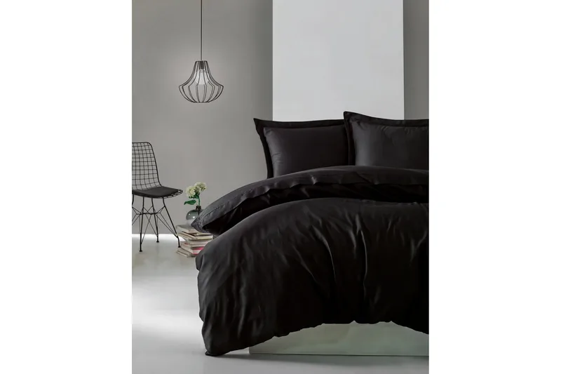 Pussilakanasetti Cotton Box Tupla 4-os Premium Satiini, Musta