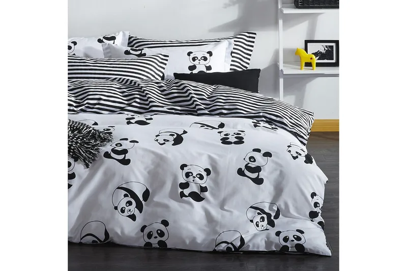 Pussilakanasetti EnLora Home Tupla 4-os, Musta/Valkoinen