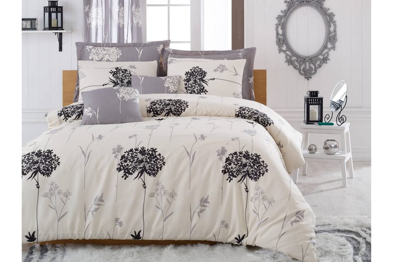 Pussilakanasetti Eponj Home Tupla 4-os, Harmaa/Beige/Musta