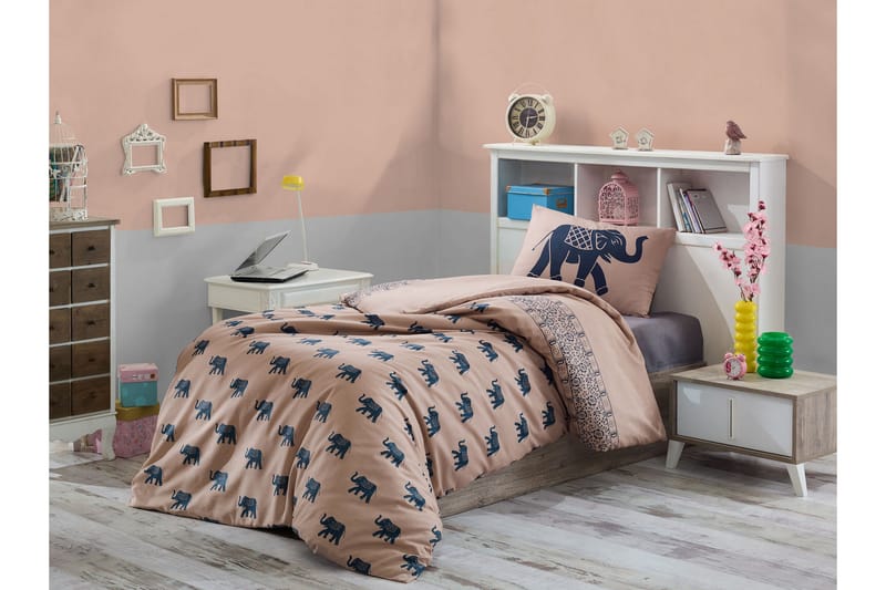 Pussilakanasetti Eponj Home Yhden 3-os - Sininen/Vaaleanruskea - Kodintekstiilit & matot - Vuodevaatteet - Pussilakanasetti
 - Pussilakanasetti yhden hengen sänkyyn