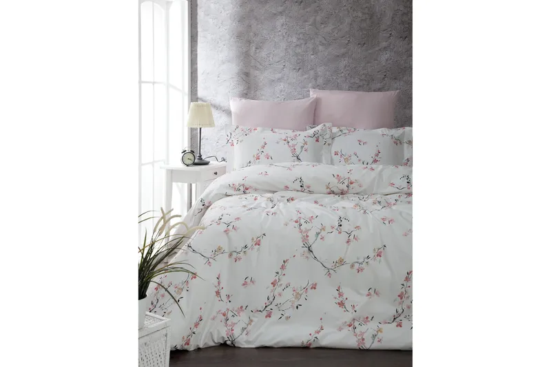 Pussilakanasetti Türkiz Tupla 4-os Ranforce, Valkoinen/Roosa