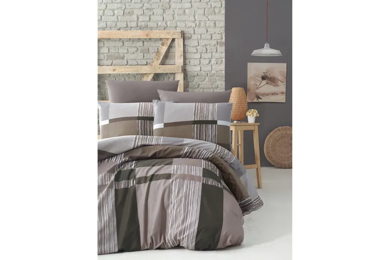 Pussilakanasetti Victoria Ranforce - Ruskea - Kodintekstiilit & matot - Vuodevaatteet - Pussilakanasetti - Pussilakanasetti yhden hengen sänkyyn