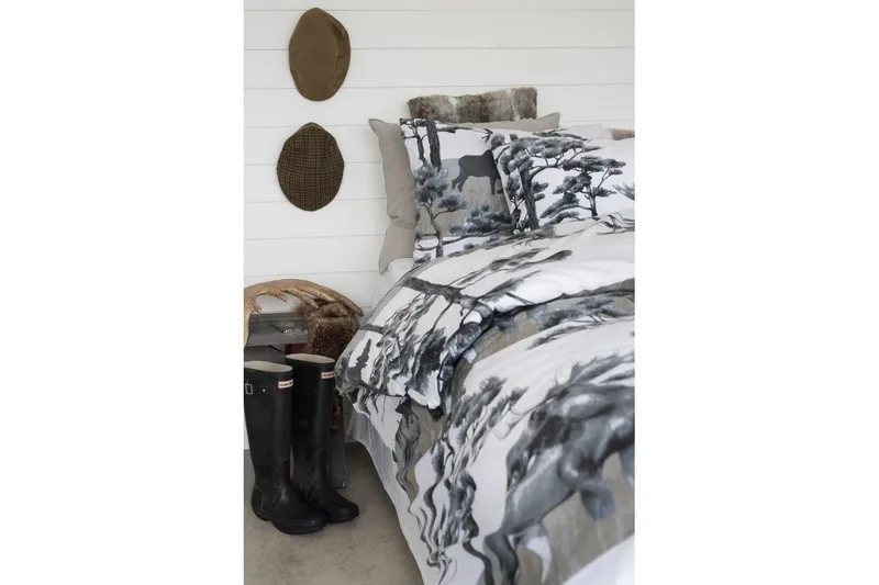 Pussilakanasetti Yhden hengen sänky 2-osainen Hirvi Harmaa - Harmaa - Kodintekstiilit & matot - Vuodevaatteet - Pussilakanasetti - Pussilakanasetti yhden hengen sänkyyn