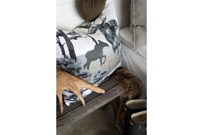 Pussilakanasetti Yhden hengen sänky 2-osainen Hirvi Harmaa - Harmaa - Kodintekstiilit & matot - Vuodevaatteet - Pussilakanasetti - Pussilakanasetti yhden hengen sänkyyn