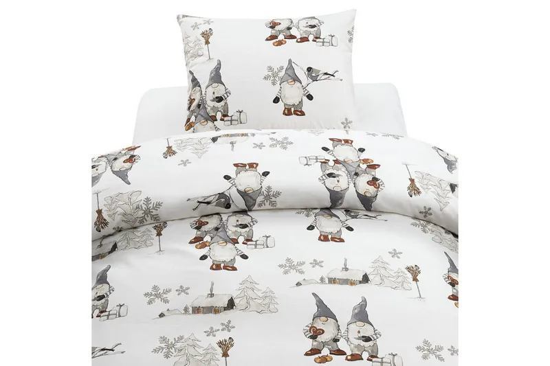 Pussilakanasetti yhden hengen sänkyyn Frosty Christmas, Harmaa