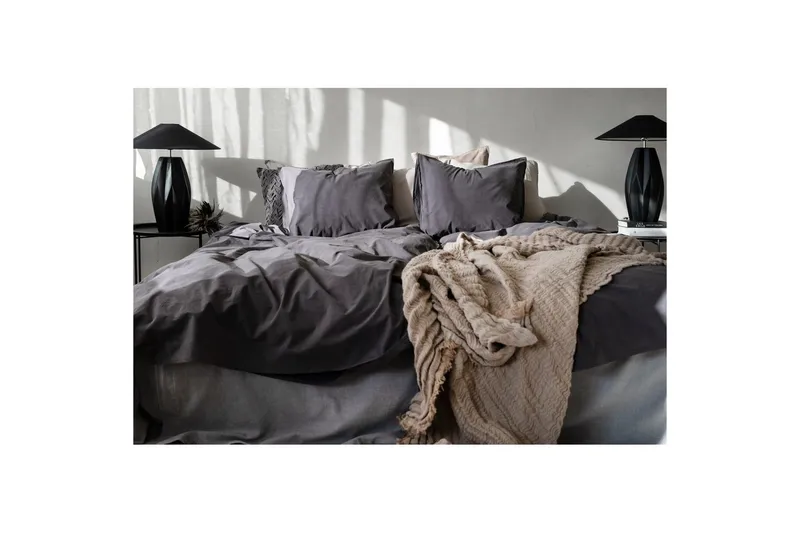 Pussilakanasetti Parisänky Kolmiosainen Percale - Harmaa - Kodintekstiilit & matot - Vuodevaatteet - Pussilakanasetti
 - Pussilakanasetti yhden hengen sänkyyn