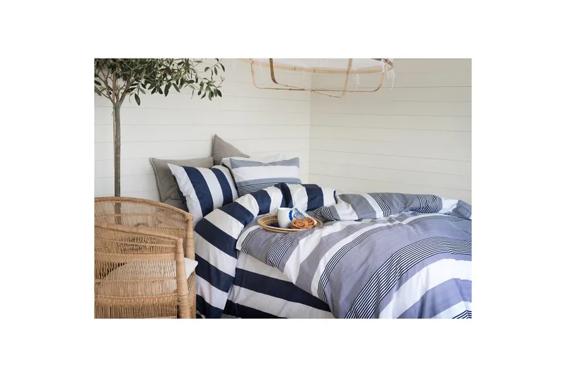 Pussilakanasetti Parisänky 3-osainen Block Stripe - Merensininen - Kodintekstiilit & matot - Vuodevaatteet - Pussilakanasetti
 - Pussilakanasetti yhden hengen sänkyyn