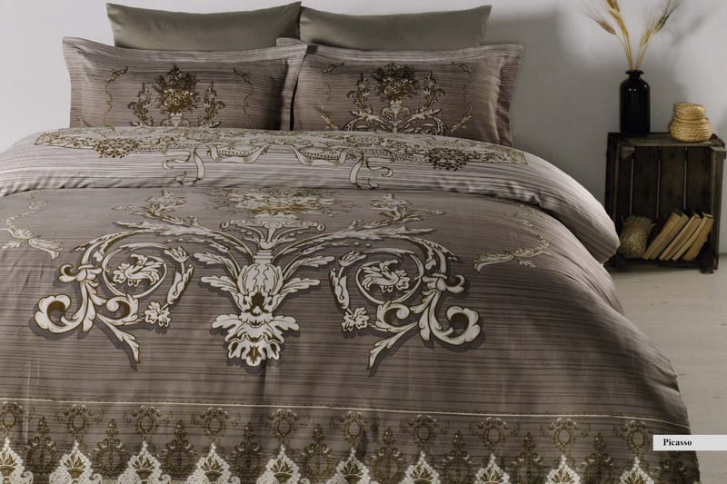 Pussilakanasetti Primacasa by Türkiz Tupla 6-os Satiini, Ruskea/Valkoinen/Beige