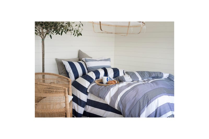 Pussilakanasetti Parisänky 3-osainen Block Stripe - Merensininen - Kodintekstiilit & matot - Vuodevaatteet - Pussilakanasetti - Pussilakanasetti yhden hengen sänkyyn