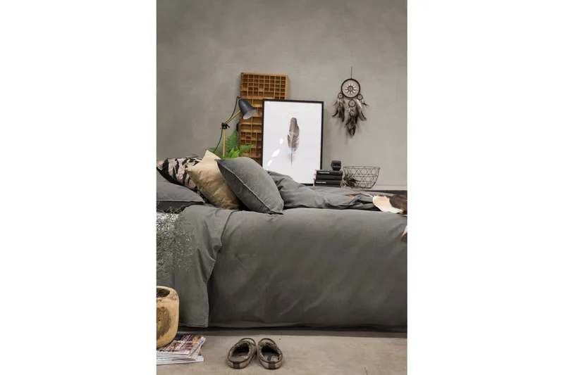 Pussilakanasetti Parisänky 3-Osainen Pestä - Harmaa - Kodintekstiilit & matot - Vuodevaatteet - Pussilakanasetti - Pussilakanasetti yhden hengen sänkyyn