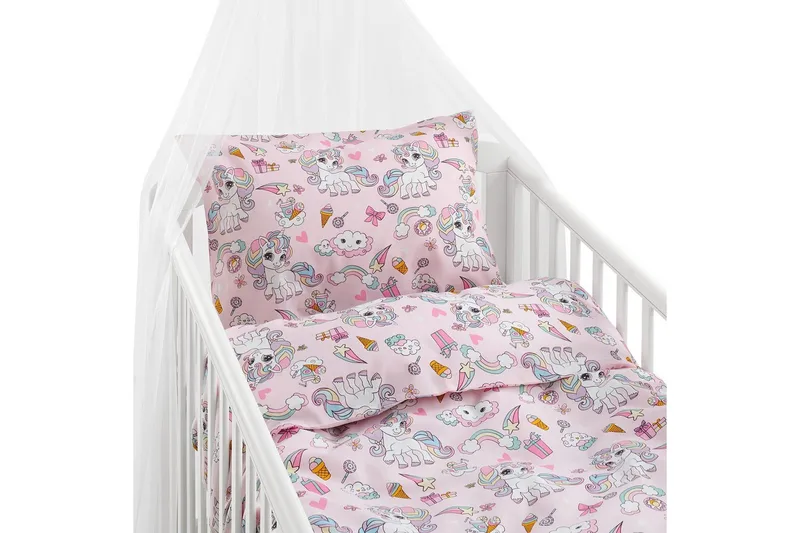 Pussilakanasetti Pinnasänkyyn 2-Osainen Yksisarvinen Vaaleanpunainen, undefined