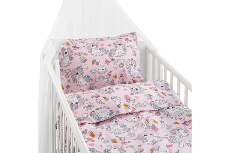 Pussilakanasetti Pinnasänkyyn 2-Osainen Yksisarvinen Vaaleanpunainen, undefined