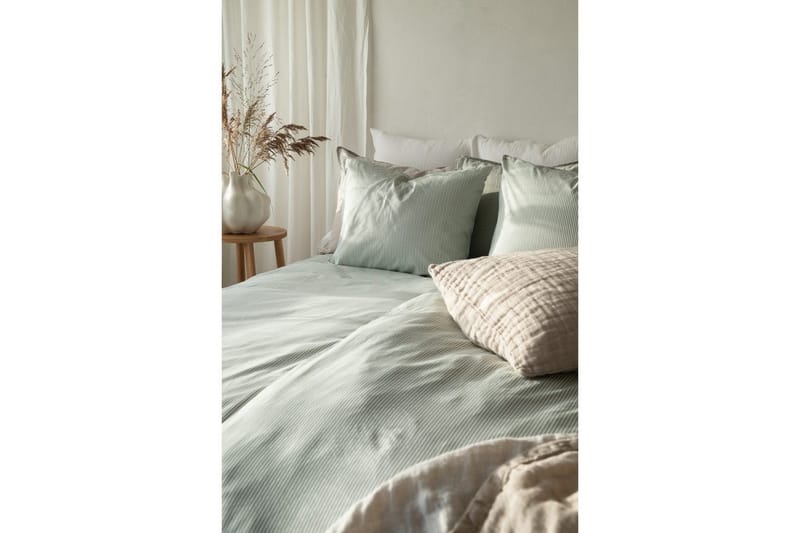 Pussilakanasetti Parisänky Kolmiosainen Thelma Raita Vihreä - Kodintekstiilit & matot - Vuodevaatteet - Pussilakanasetti - Pussilakanasetti parisänkyyn